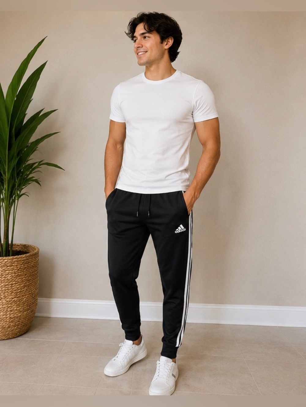 Adidas AEROREADY Jogger Sweatpants Men’s Small Black White Striped